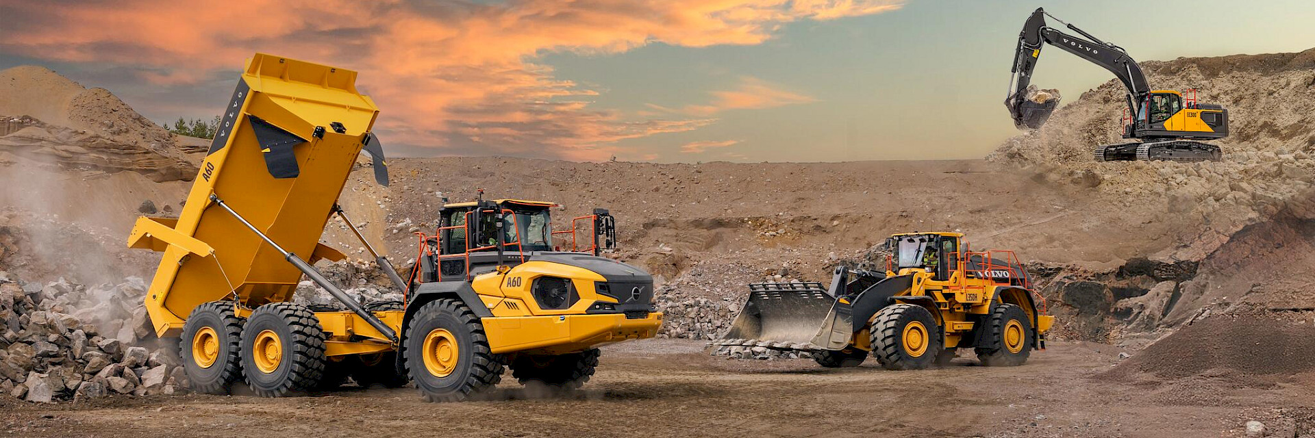 Volvo Baumaschinen in einer Kiesgrube